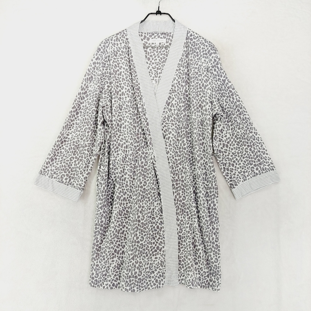 Midnight by Carole Hochman Cotton Leopard Print Gray Casual Robe P6593